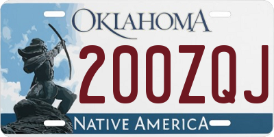 OK license plate 200ZQJ