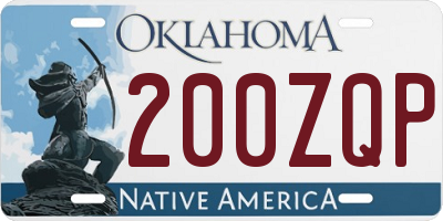 OK license plate 200ZQP