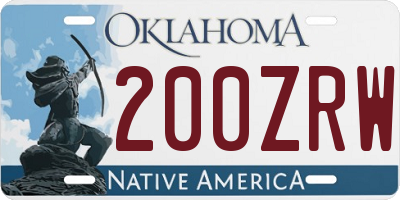 OK license plate 200ZRW
