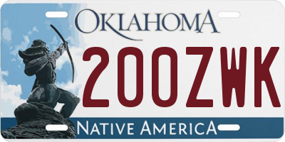 OK license plate 200ZWK