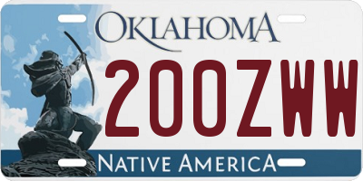 OK license plate 200ZWW