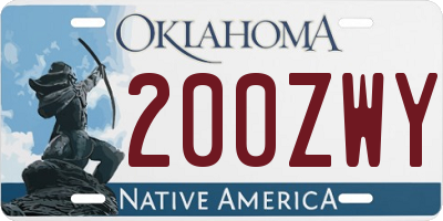 OK license plate 200ZWY