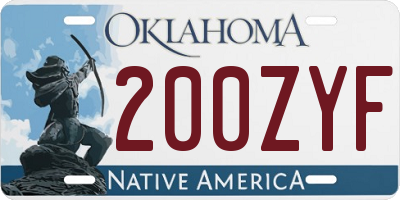 OK license plate 200ZYF