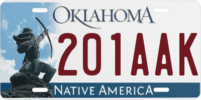 OK license plate 201AAK