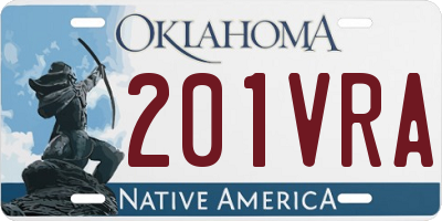 OK license plate 201VRA