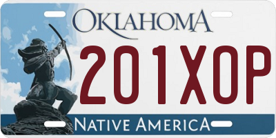 OK license plate 201XOP