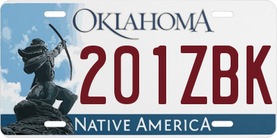 OK license plate 201ZBK