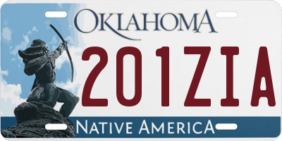 OK license plate 201ZIA