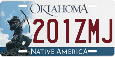 OK license plate 201ZMJ