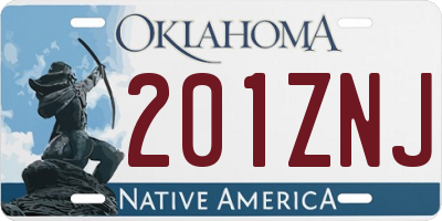 OK license plate 201ZNJ