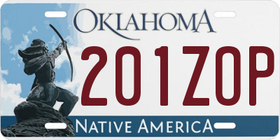 OK license plate 201ZOP