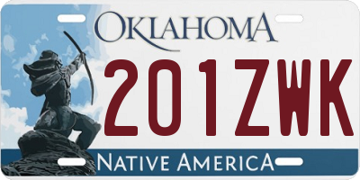 OK license plate 201ZWK