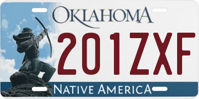 OK license plate 201ZXF