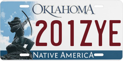 OK license plate 201ZYE