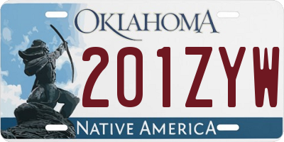 OK license plate 201ZYW