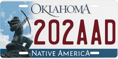 OK license plate 202AAD