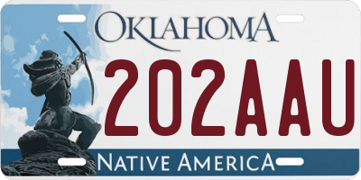 OK license plate 202AAU