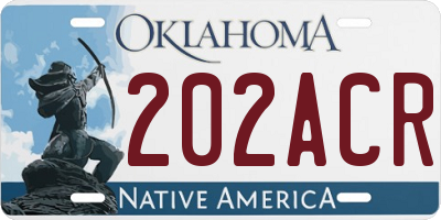 OK license plate 202ACR