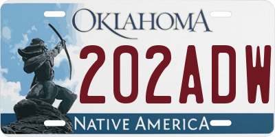 OK license plate 202ADW