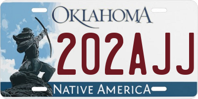 OK license plate 202AJJ