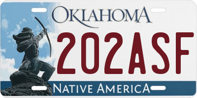 OK license plate 202ASF