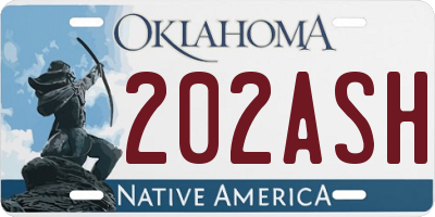 OK license plate 202ASH