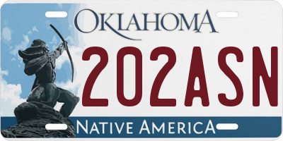 OK license plate 202ASN