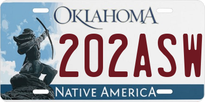 OK license plate 202ASW