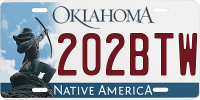 OK license plate 202BTW