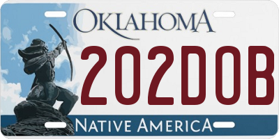OK license plate 202DOB