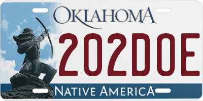 OK license plate 202DOE