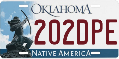 OK license plate 202DPE
