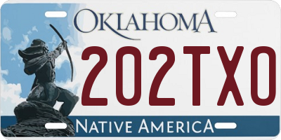 OK license plate 202TXO