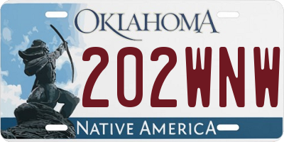 OK license plate 202WNW