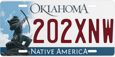 OK license plate 202XNW