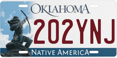 OK license plate 202YNJ