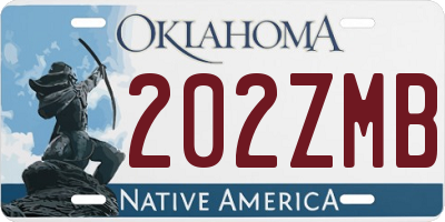OK license plate 202ZMB
