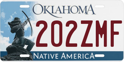 OK license plate 202ZMF