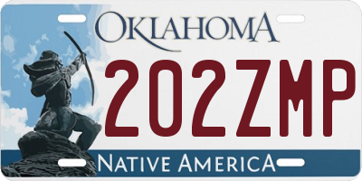 OK license plate 202ZMP