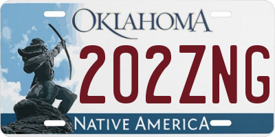 OK license plate 202ZNG