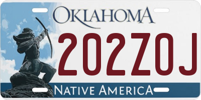 OK license plate 202ZOJ