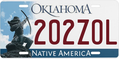 OK license plate 202ZOL
