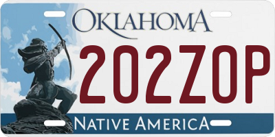 OK license plate 202ZOP