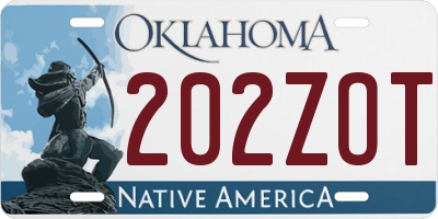 OK license plate 202ZOT