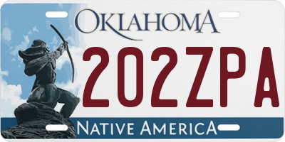 OK license plate 202ZPA
