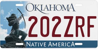 OK license plate 202ZRF