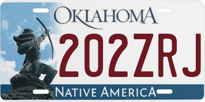 OK license plate 202ZRJ
