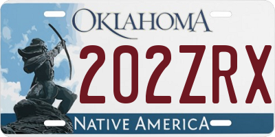 OK license plate 202ZRX