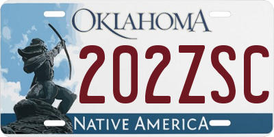 OK license plate 202ZSC