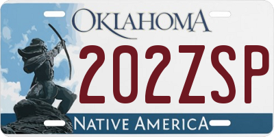 OK license plate 202ZSP